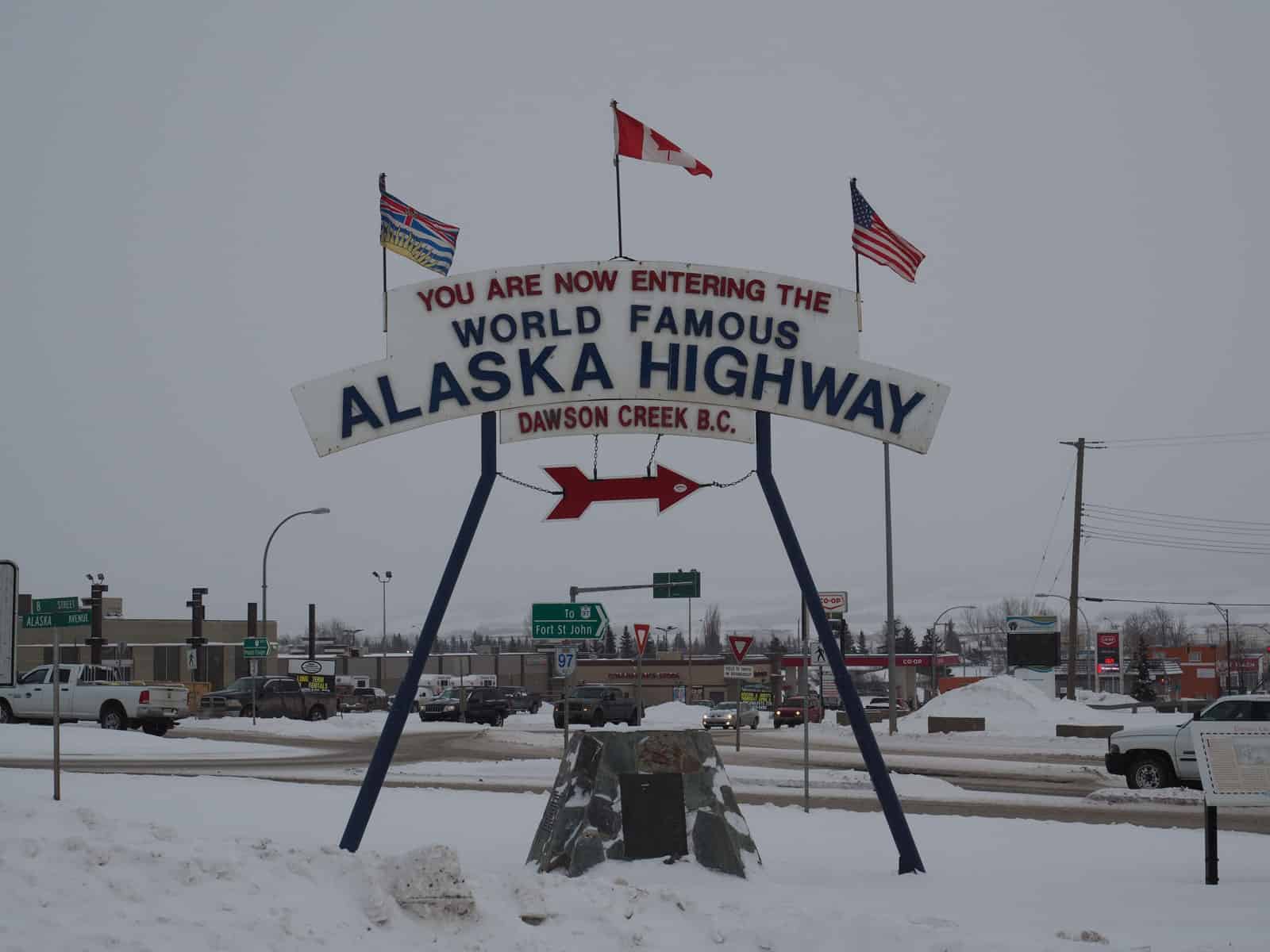 Die Meile 0 des Alaska Highway in Dawson Creek. Foto Tobias Barth