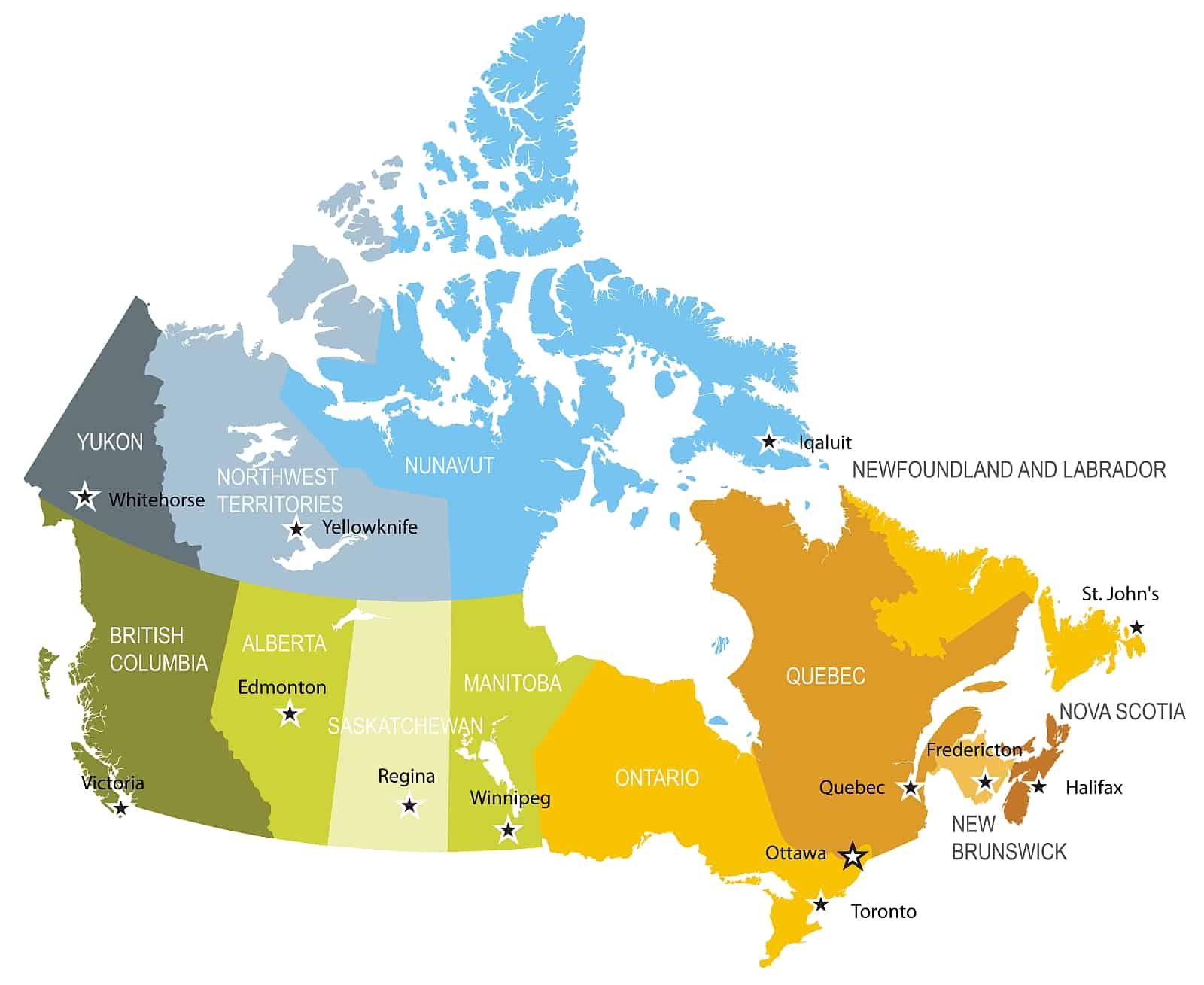 Kanada Karte mit Provinzen und Territorien