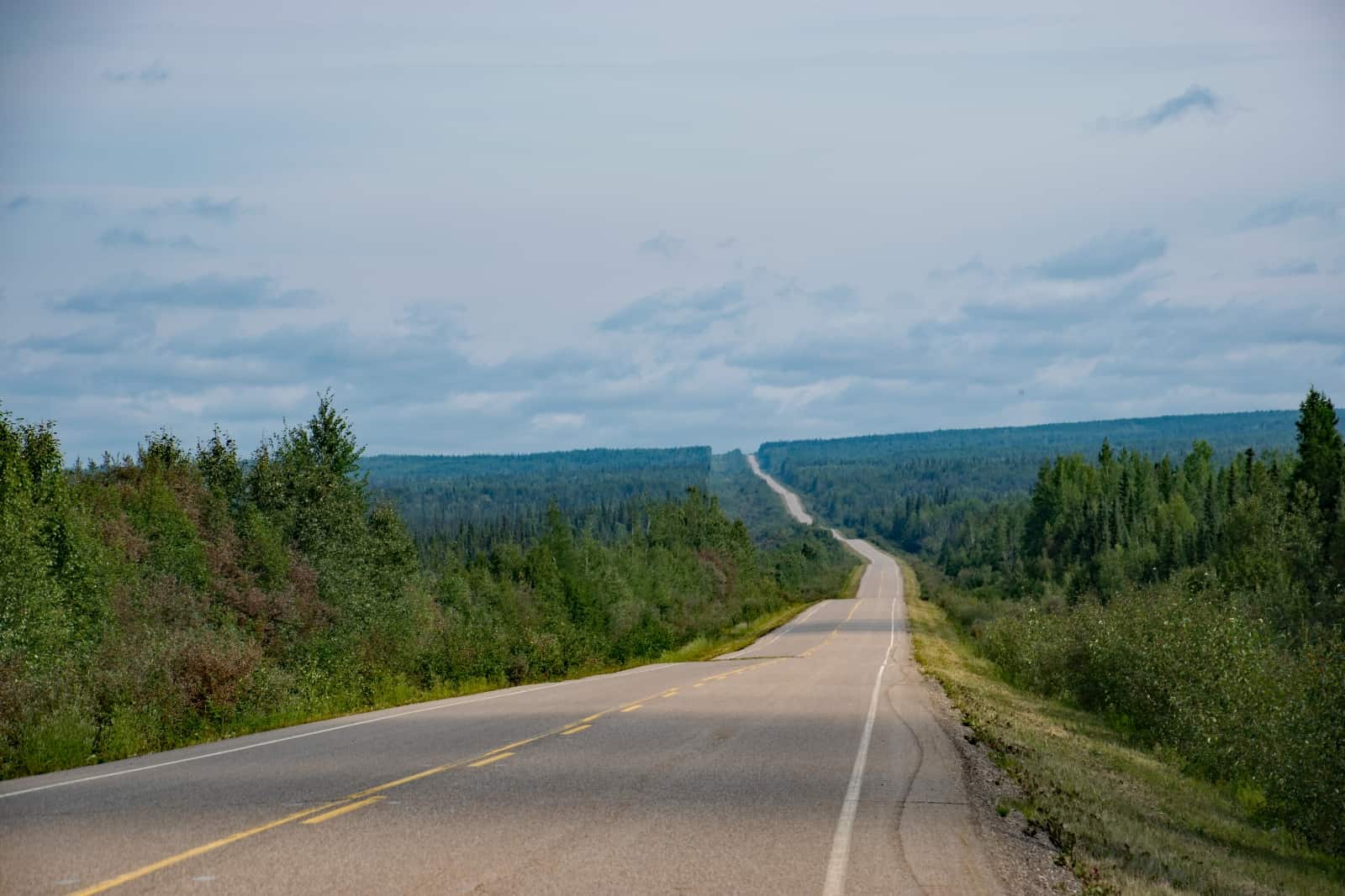 Auf dem Weg von Fort Nelson nach Yellowknife erwartet uns ein endlos erscheinender Highway. Foto Daniela Ganz