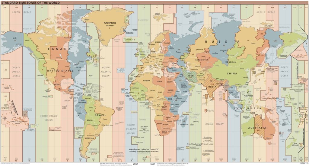 Die Welt-Zeitzonen im Überblick. Foto gemeinfrei